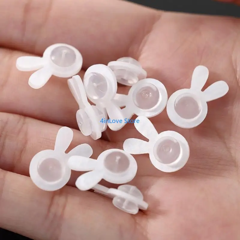 T4MD Nonslip Rabbits Ear Earring Backs Acrylic Support For Drooping Jewelry Fix