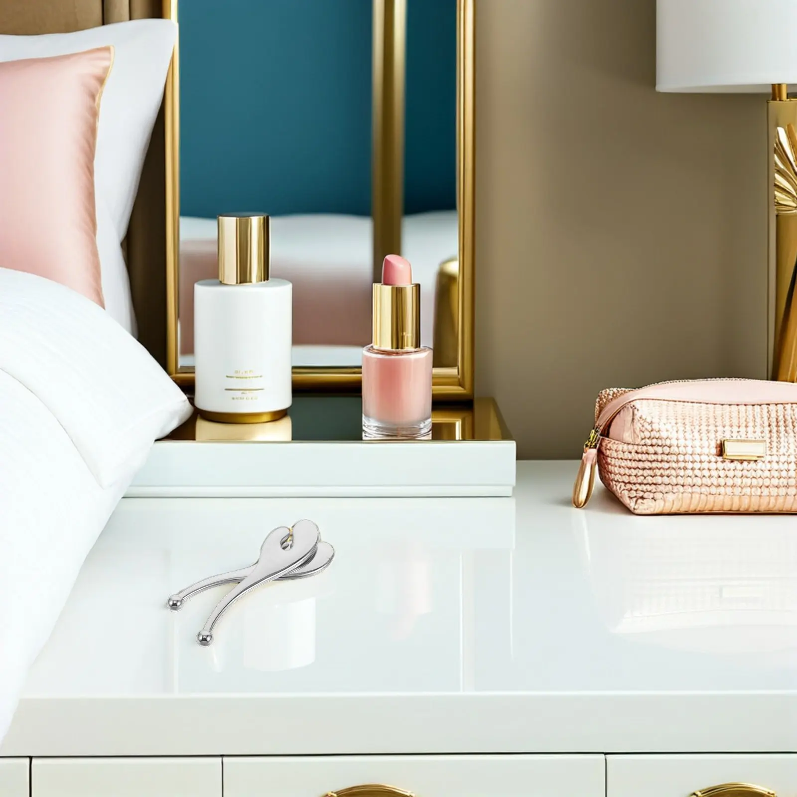 

Набор из 2 металлических массажных аппликаторов для крема вокруг глаз и лица, дорожный инструмент для массажа и нанесения крема, косметический инструмент для путешествий