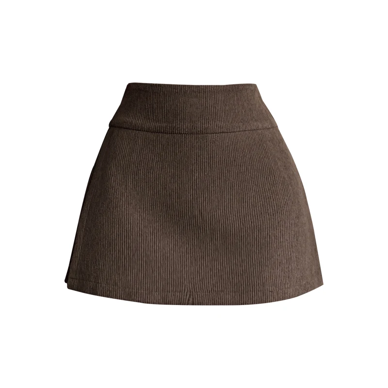 Slimming High Waist A-Line Skirt ort Skirt Velvet Fabric Zipper Design Polyester Fiber Women's Autumn Winter Faion