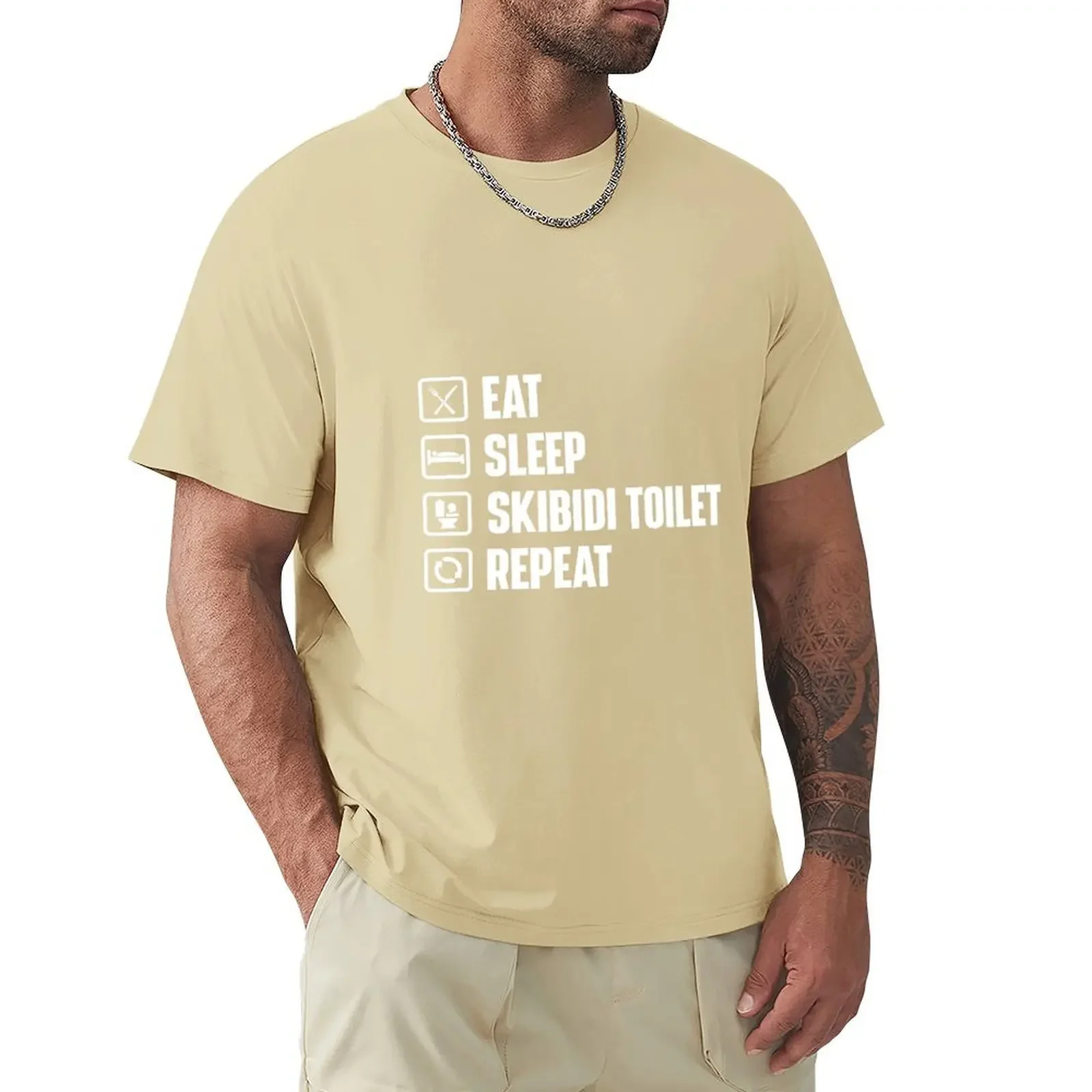 Eat Sleep Skibidi Toilet Repeat - Skibidi Toilet Meme T-shirt Short sleeve tee customs boys whites clothes for men Crewneck Hot