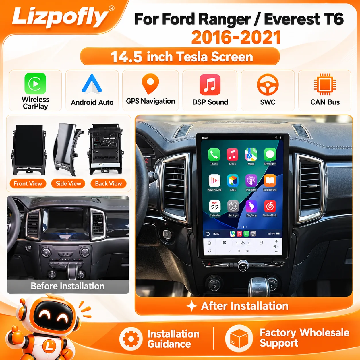 Lizpofly for Ford Ranger Everest T6 2016-2021 14.5