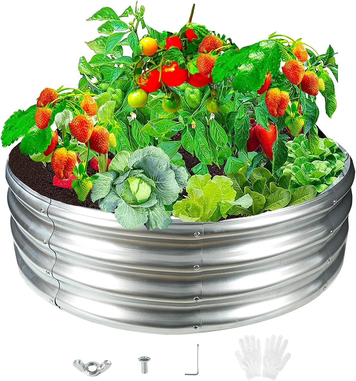 

Durable Round Galvanized Steel Raised Garden Bed for Planting,Round Galvanized Steel Fire Ring/Fir Pit 36-Inch for Outdoor- 3×3×