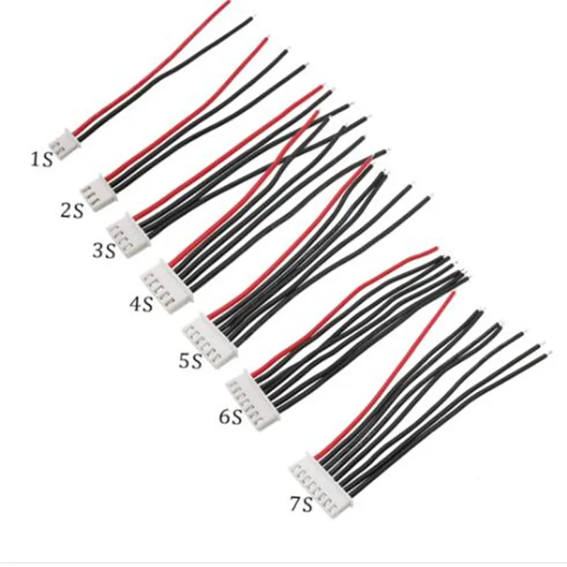 100Pcs 200mm JST XH 1S 2S 3S 4S 5S 6S 7S Connector Balance Wire Extension Charged Cable Plug Lead Cord 22AWG for RC Lipo Battery