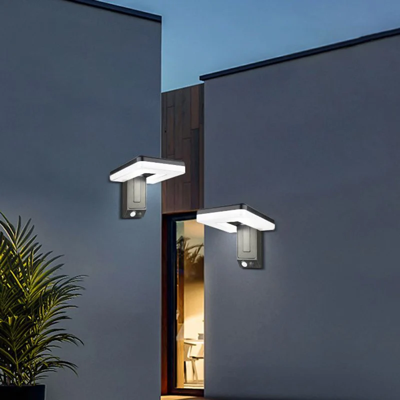 Solar Wall Light with 120° Folding Head, Infrared Remote Detection, 3 Lighting Modes, Efficient and IP65 Waterproof Solar Panel