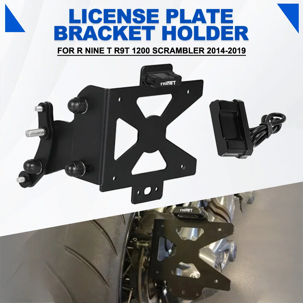 

Motorcycle Accessories License Plate Bracket Holder For BMW R NINE Urban GS SCRAMBLER 2017-2023 Fender Eliminator With Light