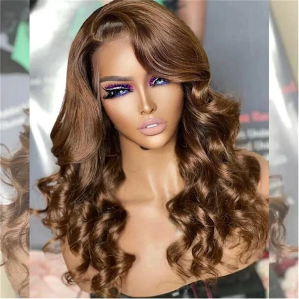 

Soft Long body wave Brown Glueless 5x5 Silk Base Jewish Human Hair With BabyHair HD Lace European Hair Preplucked
