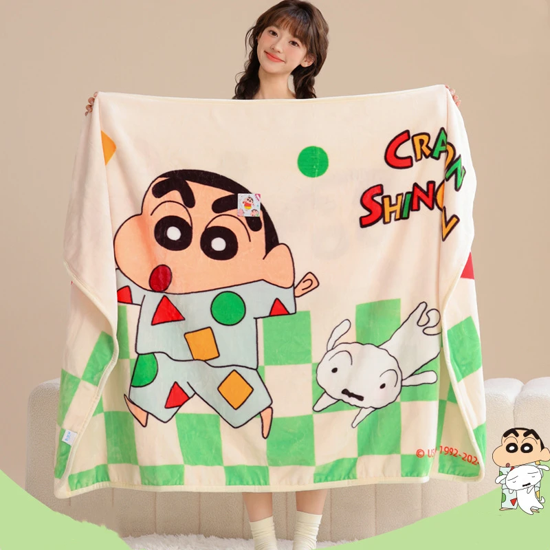 Kawaii Crayon Shin-Chan Anime Nohara Shiro Cartoon Plush Blanket Thick Throw Blanket Girls Air Conditioning Blanket