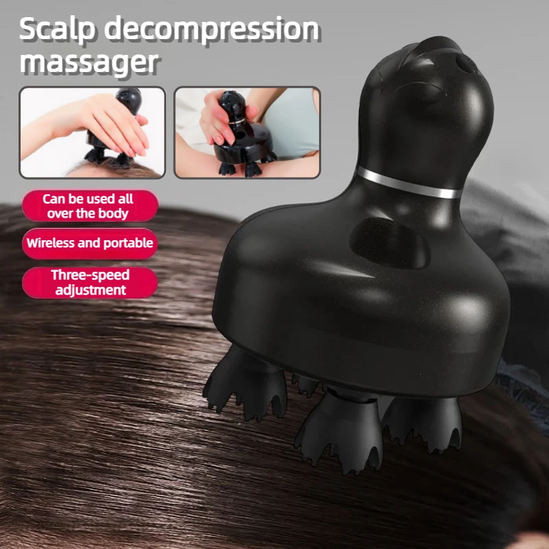 

Электрический массажер для головы и тела с функцией разминания и декомпрессии, массажер с микротоками EMS и красным светом для ухода за кожей.