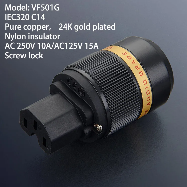 Viborg VF501 VF503 IEC Female Power Socket Pure Copper AC Mains Connector Hi‑End Audiophile Receptacle For HIFI DIY Power Cable