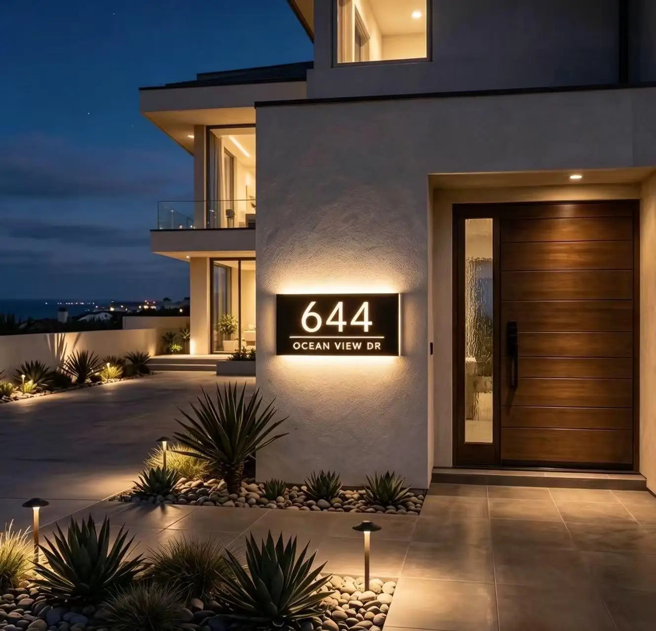 Personalized LED House Number Sign Outdoor Address Plaque, Custom Number Plate Waterproof Wall Mounted Home Entrance Decoration