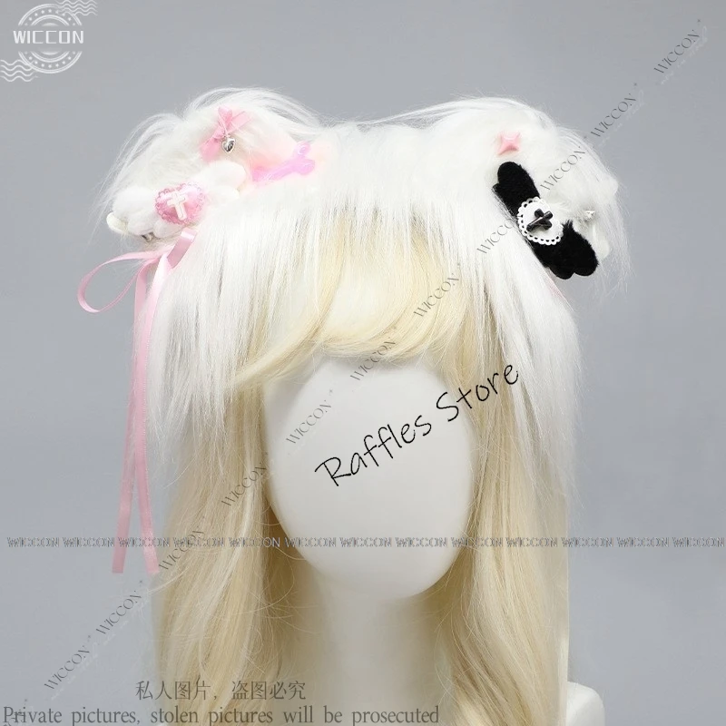 

Artificial Plush Bear Ear Headband Cute Lolita Bear Hairpin Bow Girly Headdress Y2K Pink White Headwear Cookie Bear Woman