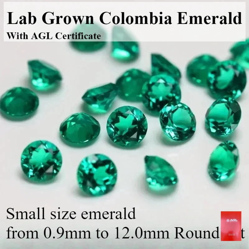 

Lab Grown Columbia Emerald Round Cut Hydrothermal Gemstone VVS1 for Jewelry Rings Earrings Making Selectable AGL Certificate