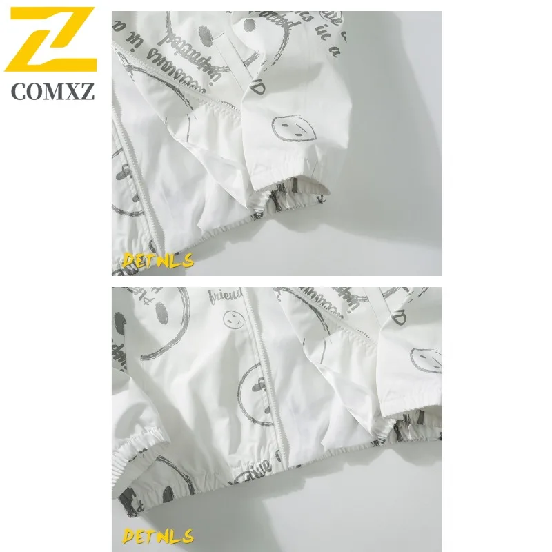 EiAO سترة واقية ابتسامة طباعة الرجال النساء العصرية فضفاضة تناسب معطف غير رسمي مقاوم للماء يندبروف الشارع الشهير للمشي لمسافات طويلة التخييم في الهواء الطلق #3