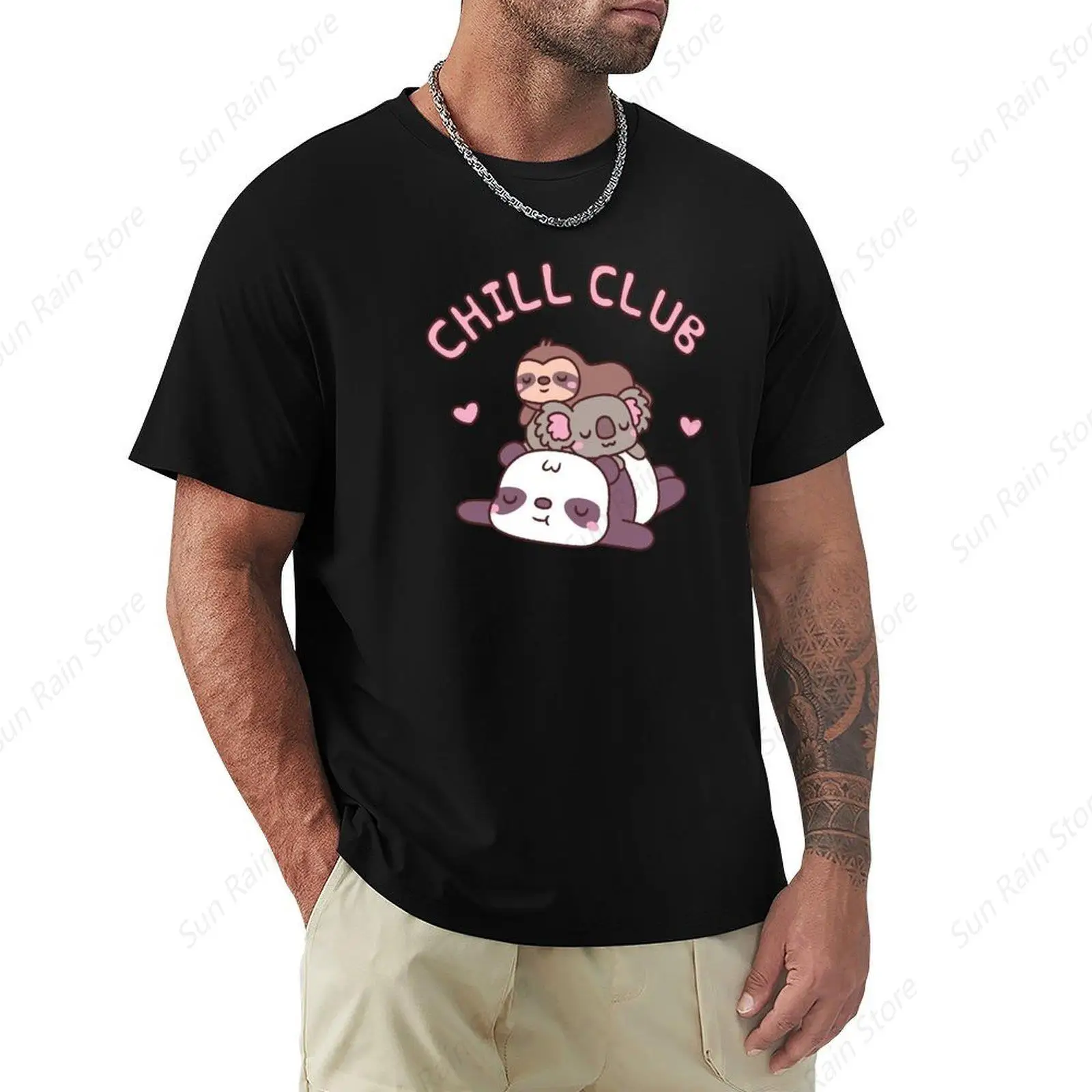 Cute Panda Koala And Sloth Funny T-Shirt Tops Korean Fashion Graphics Funnys T Shirts For Men Graphic