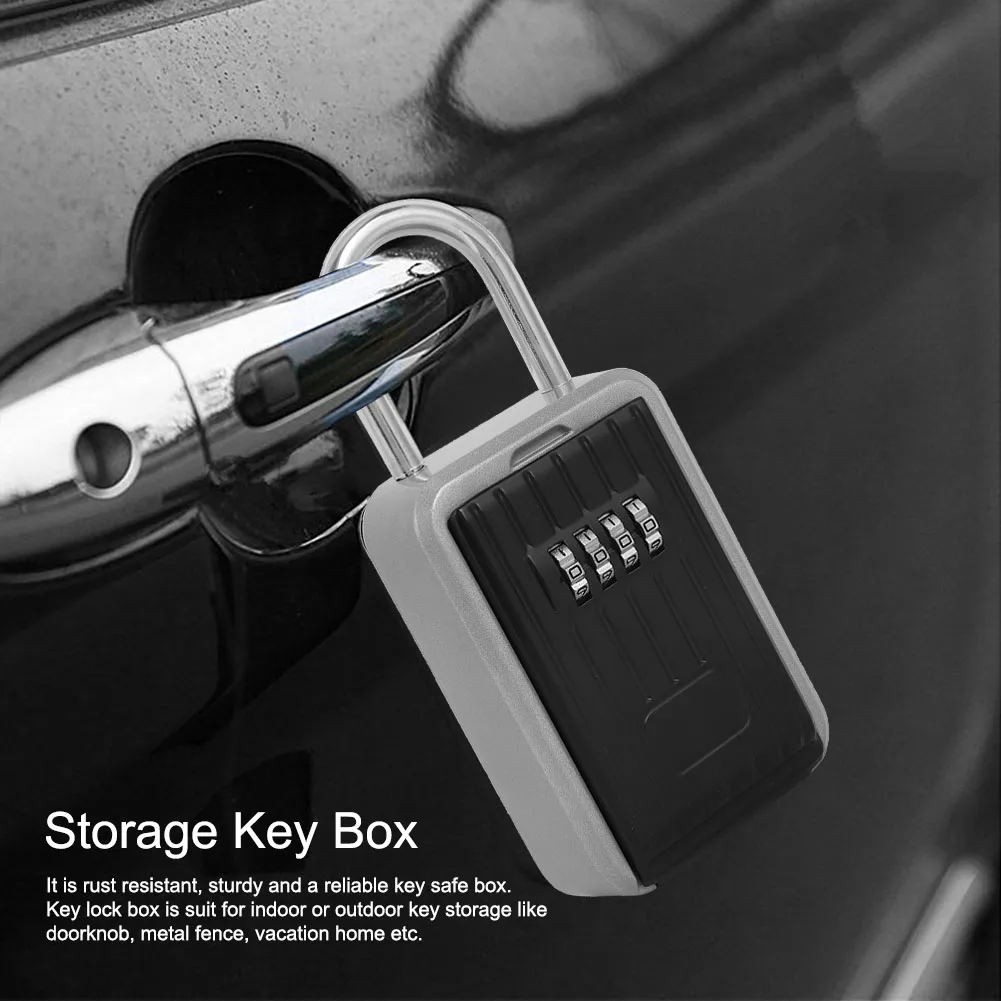 Key Box Portable Outdoor Waterproof Wall Mounted 4‑Digit Combination Anti‑Theft Key Lock Storage Security Box Key Lock Case