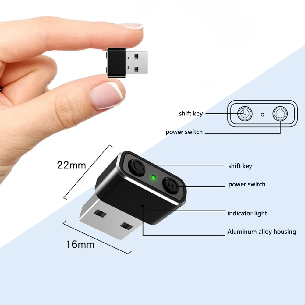 ماوس USB صغير أوتوماتيكي Jiggler غير قابل للاكتشاف، توصيل مؤشر الحركة التلقائي والتشغيل مع ضوء مؤشر تشغيل/إيقاف لسطح المكتب المحمول