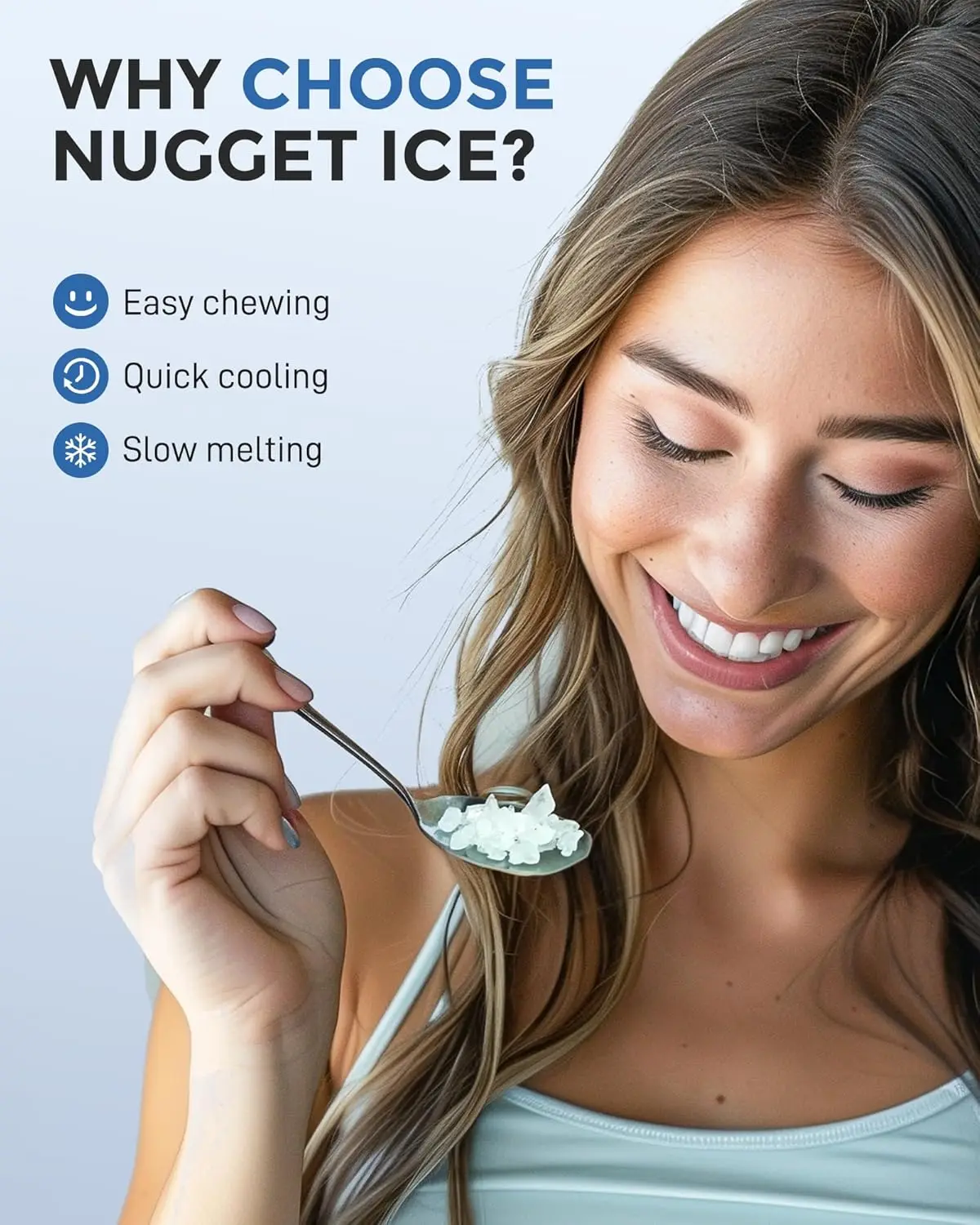 Nugget-máquina compacta de hielo con bolsas de hielo para cocina, Camping, autolimpieza, hielo masticable de pellets, 33 libras/24H