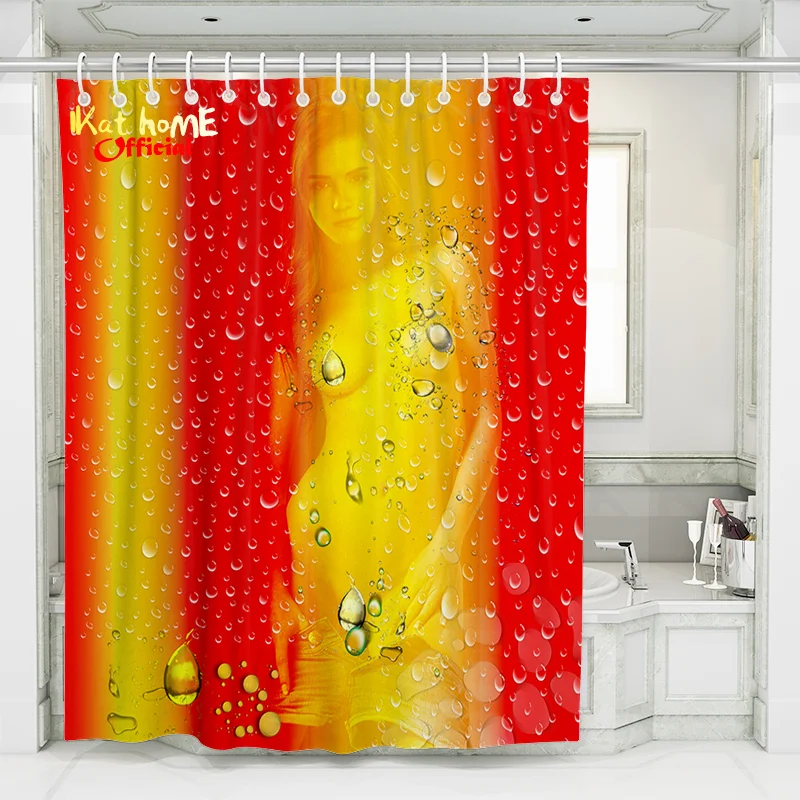 Naked Women Water Drops Shower Curtains 3D Bathroom Curtain Waterproof Bath Screen Home Decoration Ombre Cortina De Bano Large