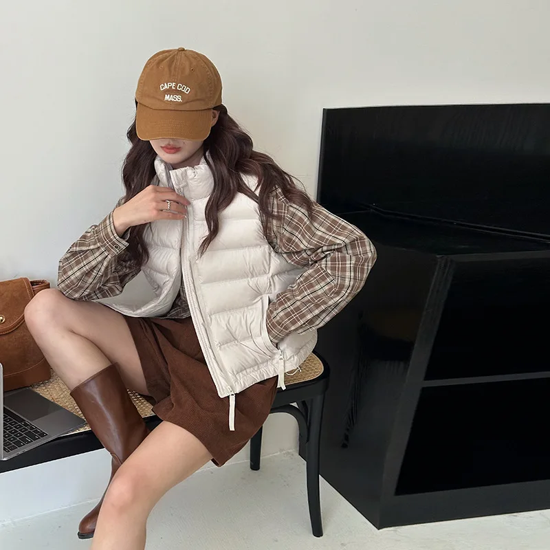 Autumn Winter Stand-up Collar Quilted Cotton Padded Vest Warm Sleeveless Coat Lightweight Waistcoat Women's Clothing New