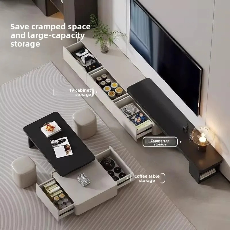 Modern minimalist TV cabinet, living room home TV cabinet, expandable floor-standing storage cabinet