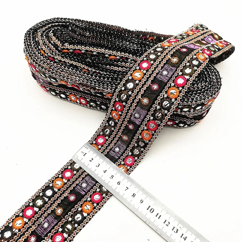 1 Yards Summer Dress Ethnic Embroidery Lace Ribbon Boho Lace Trim DIY Clothes Bag Shoes Accessories  Embroidered Fabric