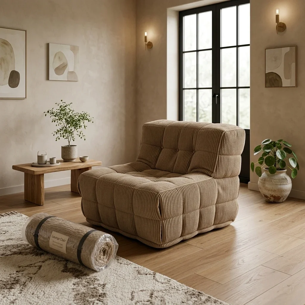 Minimalist Living Room Sectional Sofa Bed Single Seater Foldable Ergonomic Contour Memory Foam Vacuum Packed Delivery