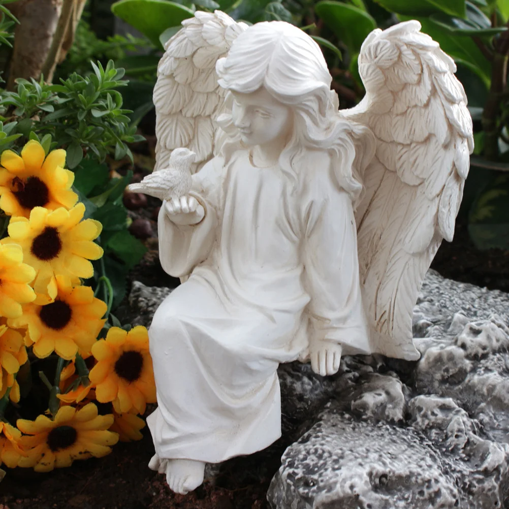 

Small Resin Angel Sculpture Exquisite Desktop Garden Decor Indoor Outdoor Classic Angel Statue for Home Bedroom Decoration