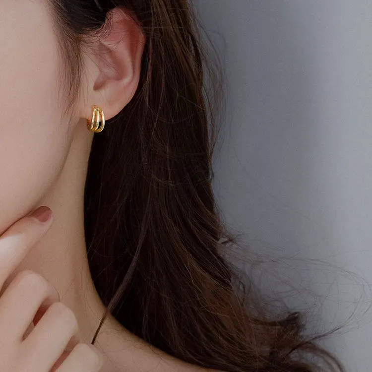 925 Sterling Silver Hoop Earrings Vintage Three-layer Circle Earrings Party Accessories Jewelry Gift Trendy Wholesale
