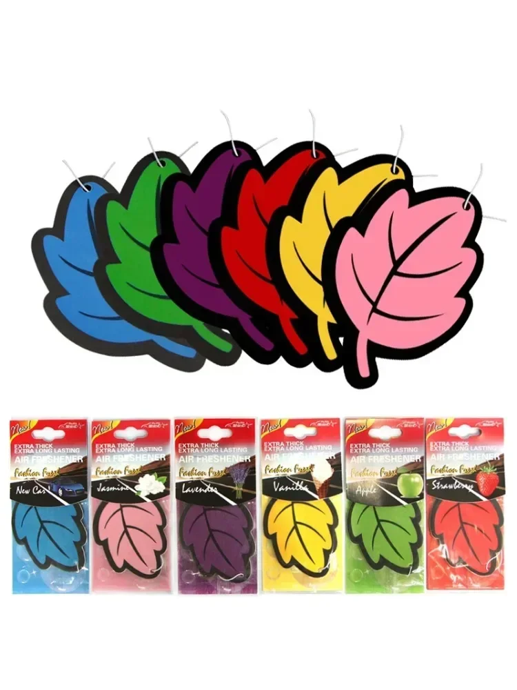 Folha Forma Car Air Freshener, Natural Scented Tea Paper, Auto Hanging Baunilha Perfume, Fragrância,