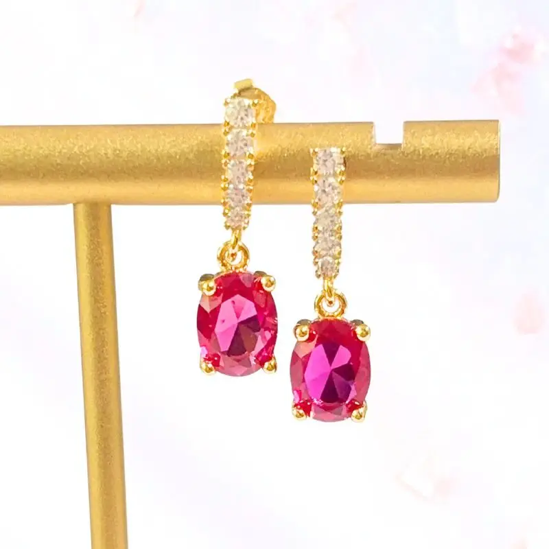 

925 Sterling Silver Needle Luxury Colorful Zircon Piercing Stud Earrings for Women Ins Round Pendant Earring Fashion Jewelry