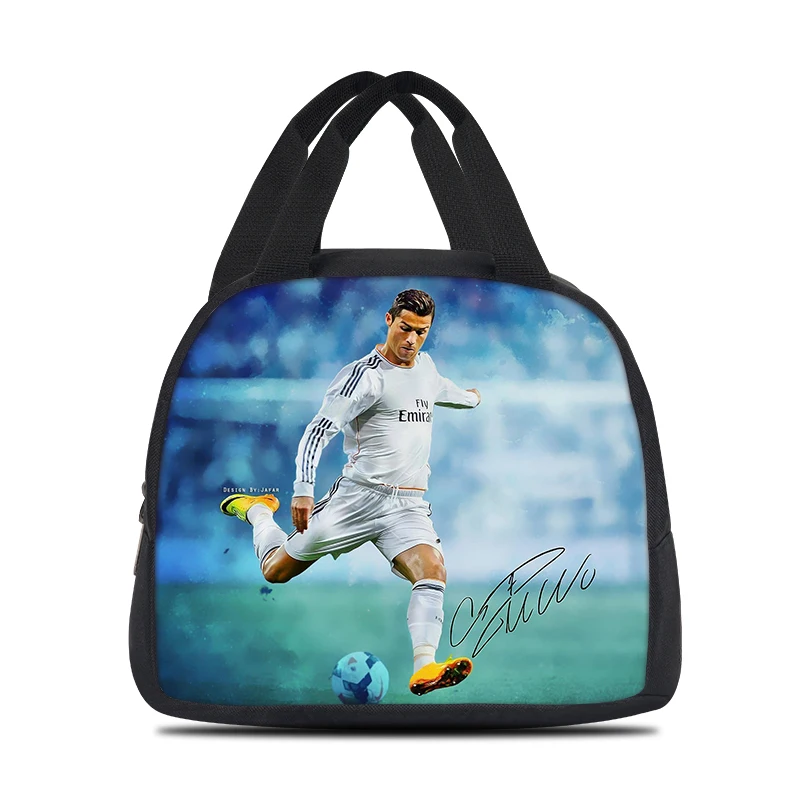 حقائب غداء رياضية رونالدو للأطفال CR كارتون حقائب نزهة مدرسية نجم كرة القدم للفتيات والأولاد حقائب تبريد عازلة للأطفال كبيرة الحجم #1