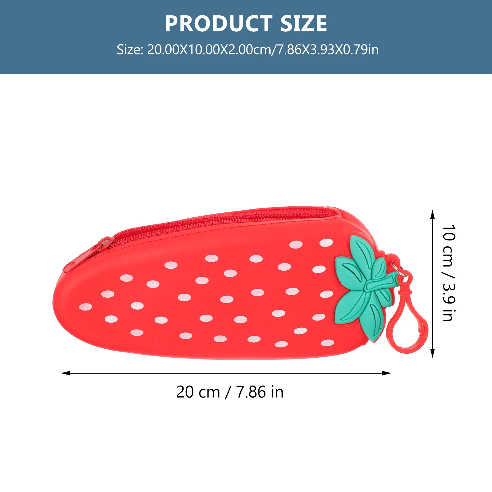 Silicone Strawberry Pencil Case Large Capacity Zipper Stationery Bag Cute Pouch Travel Storage Premium Material Smooth