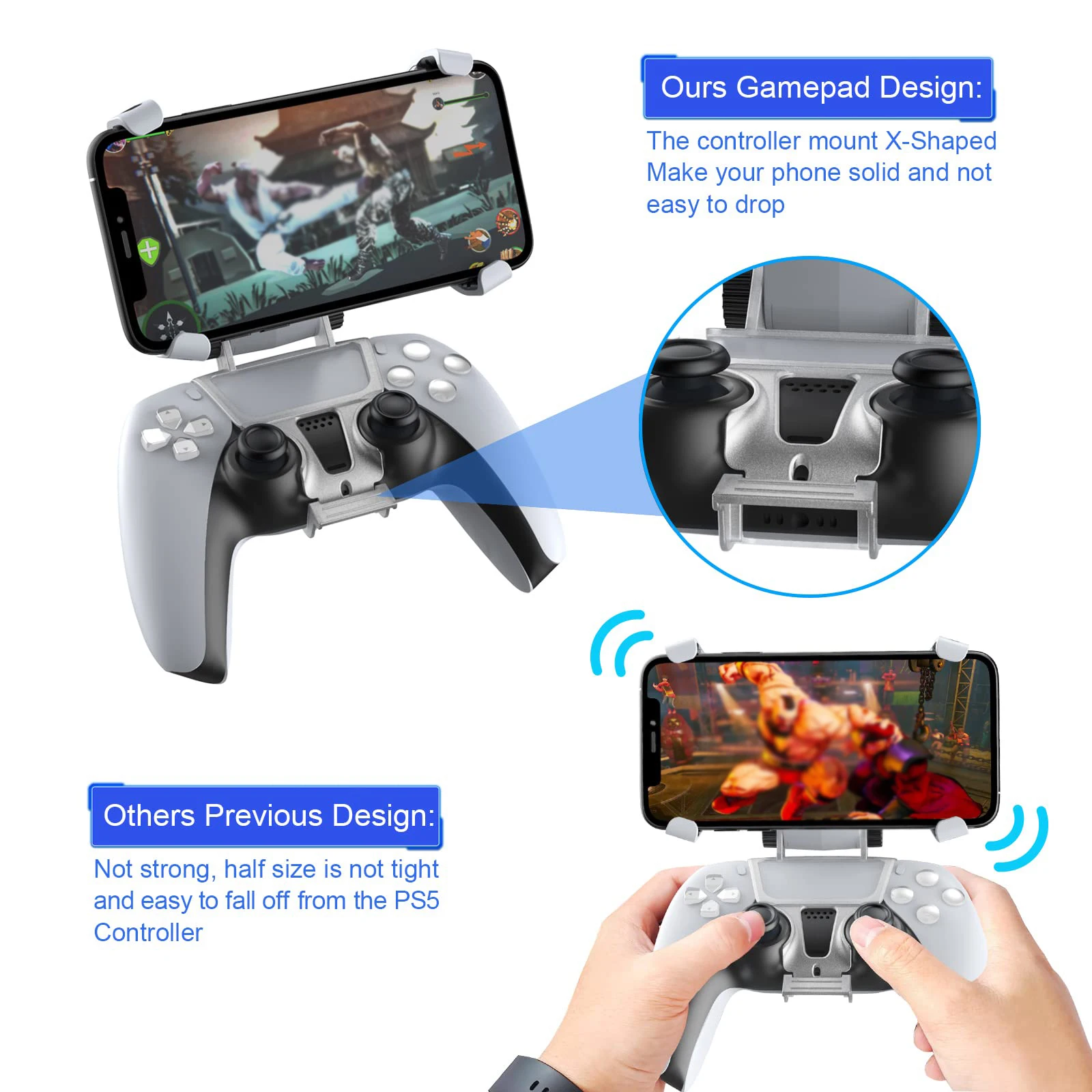 for PS5 Controller Phone Mount Clip Mobile Gaming Clip Cell Phone Stand Holder for Playstation 5 Dualsense Controller