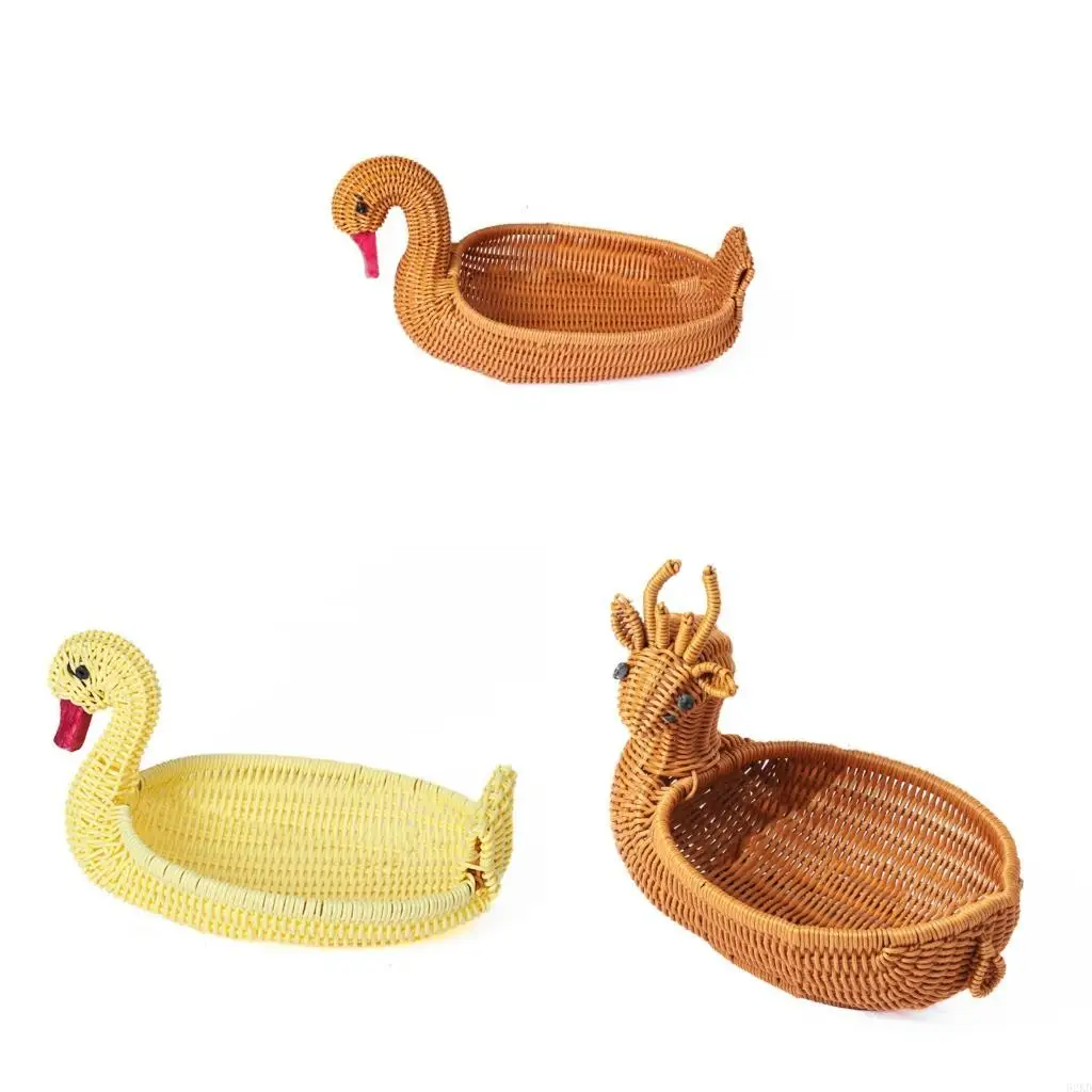 62KD Creative Animal Designs Fruit Basket for Home Storage Imitating Rattan Weave PP Materials
