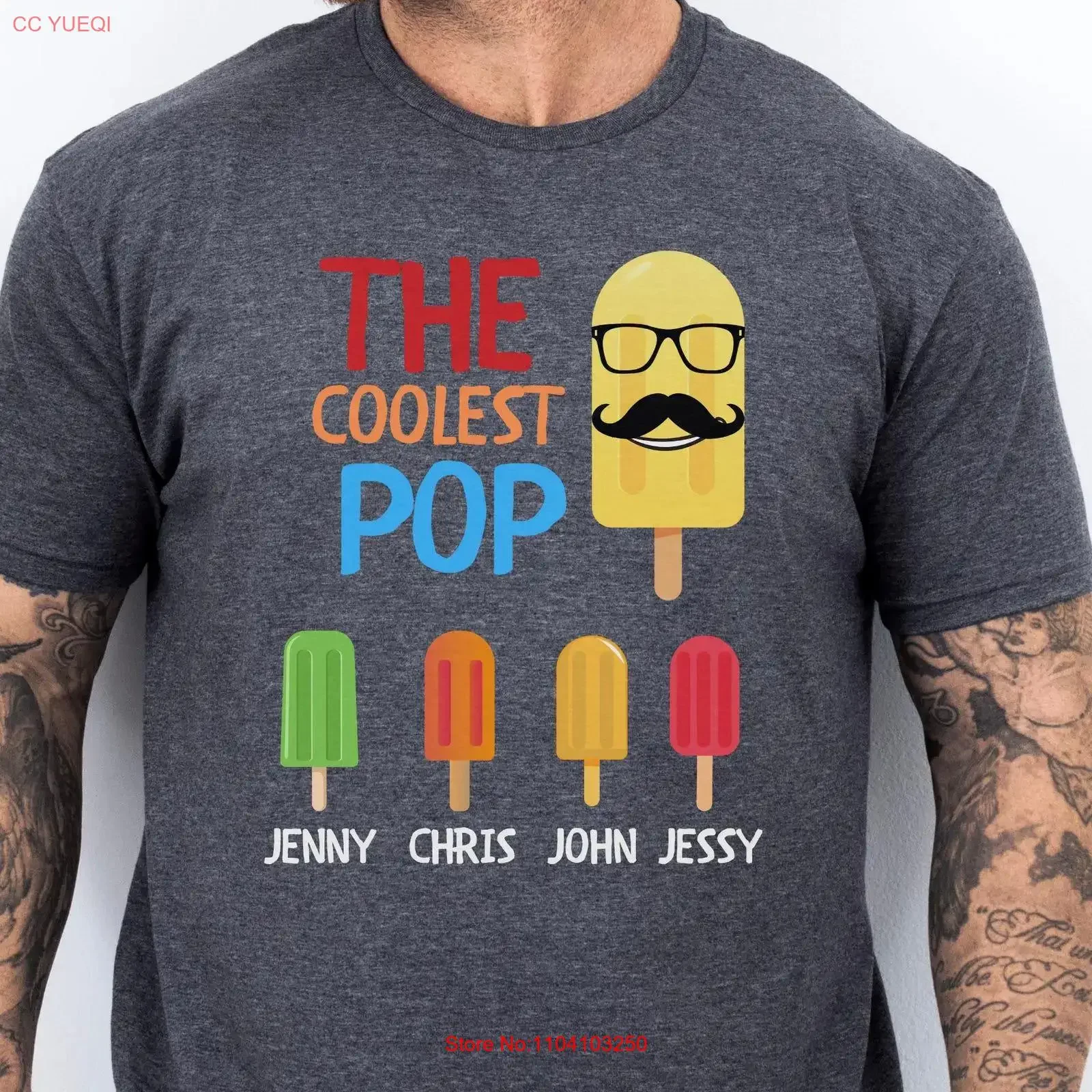 Personalized The Coolest Pop T Shirt Fathers Day Dad gifts Birthday gift for Husband Men's Funny vintage Washed Stylish Casual