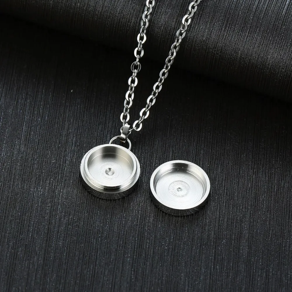 Portable Stainless Steel Glass Bottle Necklace with Chain Fillable Wishing Jars Necklace DIY Ashes Holder Perfume Vial Pendant