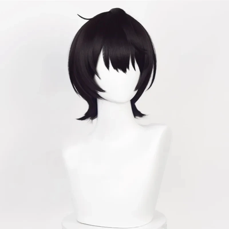 Game Ensemble Stars Ritsu Sakuma Cosplay Wigs Black Short Hair Heat Resistant Synthetic Halloween Party Accessories Props