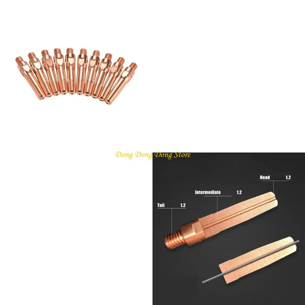 

4XBA 10Pcs MIG Welding Contact Tip Nozzle Connectors Copper Tip Torch 0.8/1.0/1.2