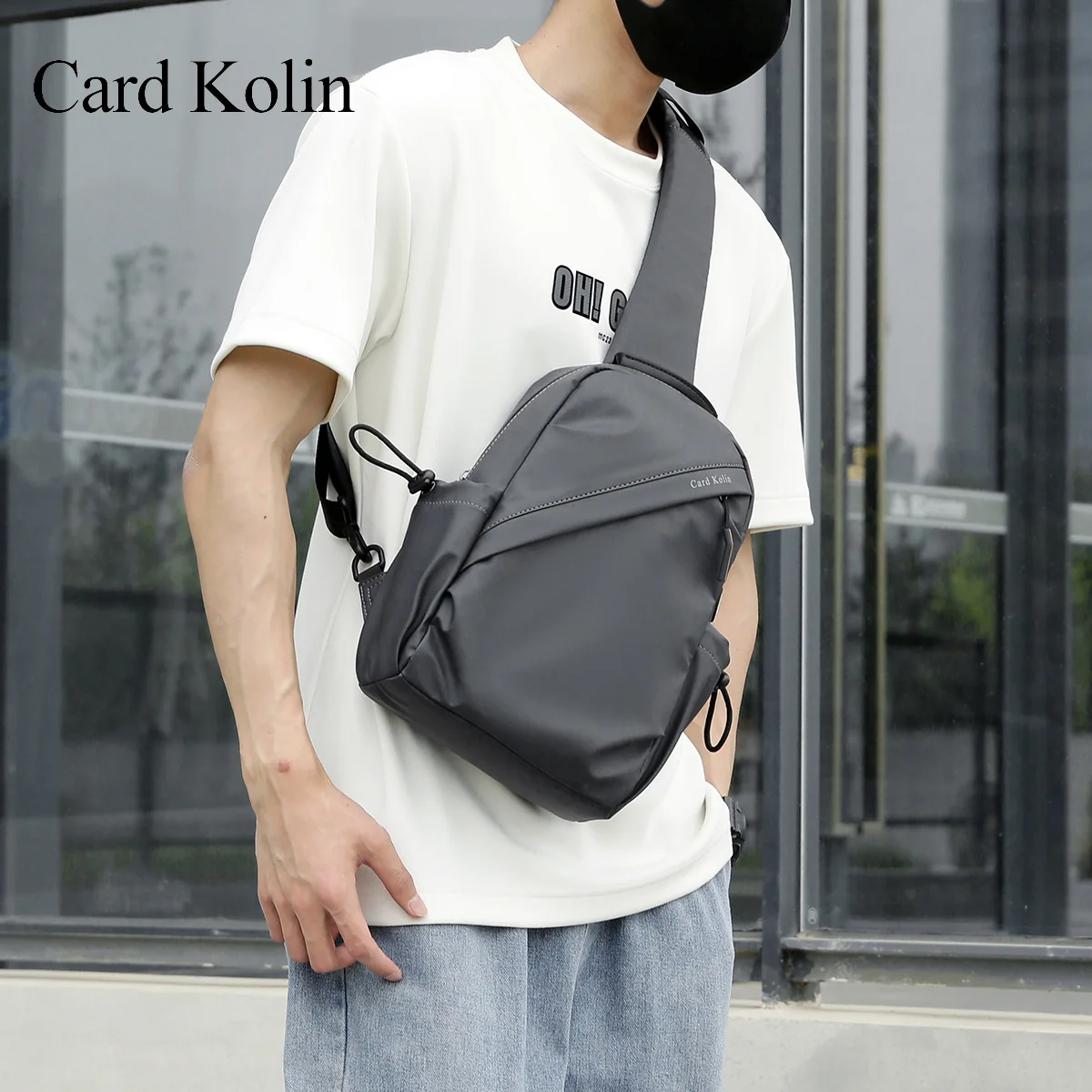 

Casual sports Oxford cloth chest bag for men, crossbody multi-functional water-resistant crossbody single-shoulder bag