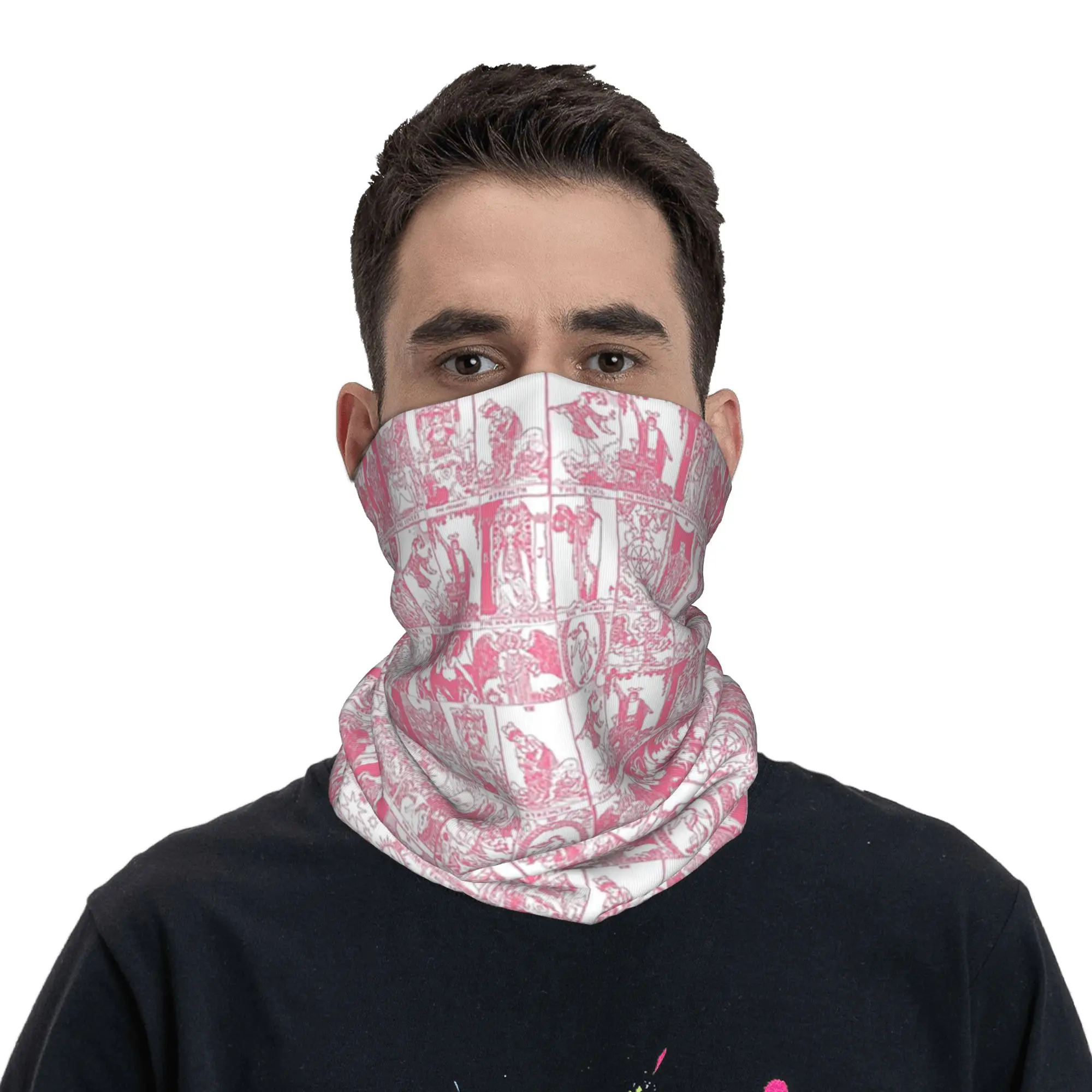 Pink Tarot Card  The Major Arcana Bandana Neck Cover Printed Wrap Scarf Multi-use Face Mask Riding For Men Women Adult