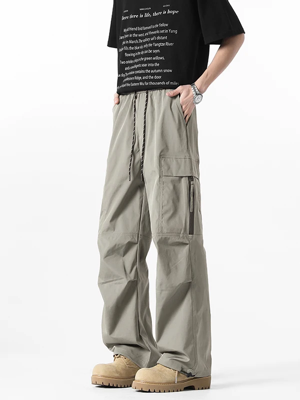 

Outdoor Casual Pants for Men Winter New Loose Straight Leg Pleated Qui Dry Sports Mountain Climbing Workwear Casual Trousers