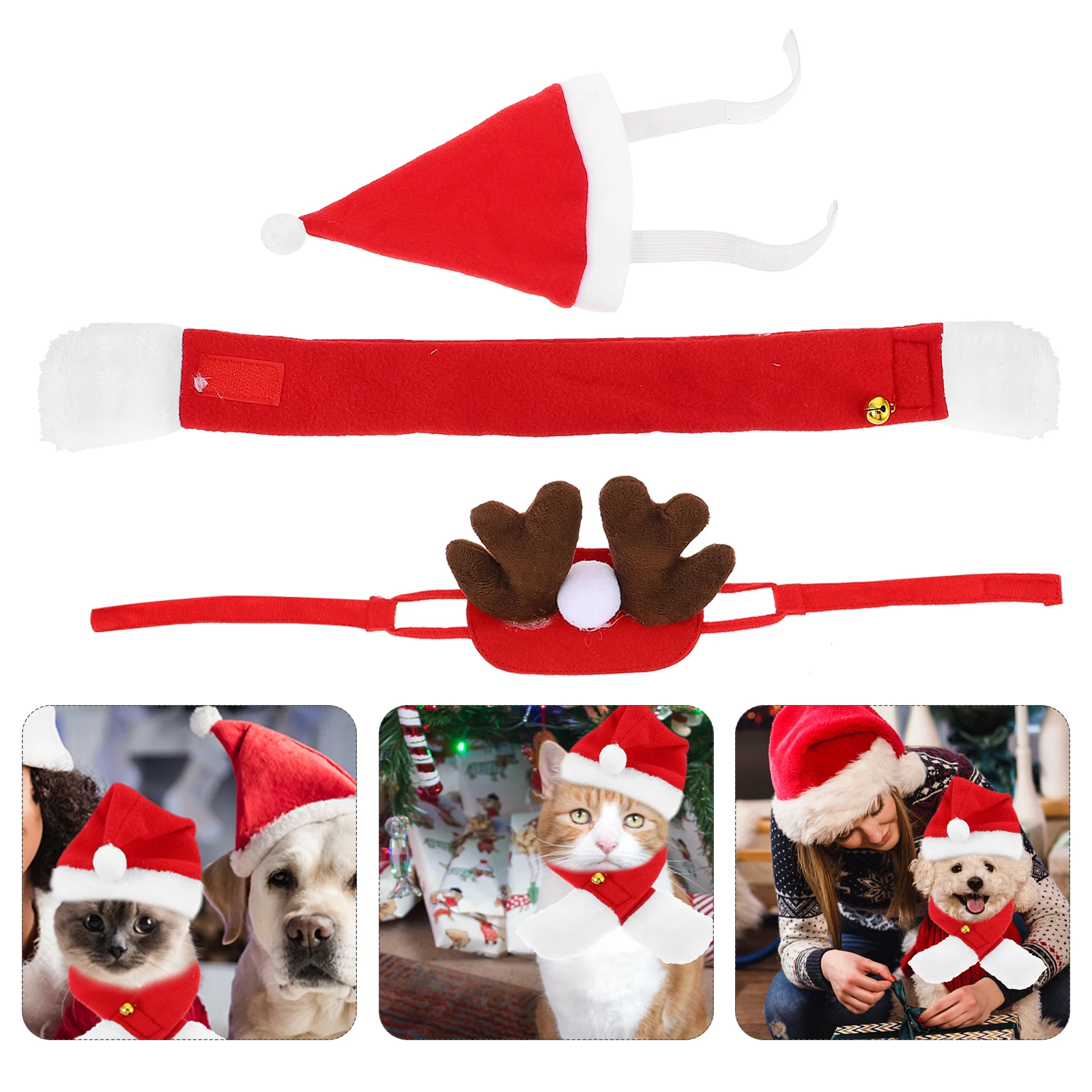 

Pet Christmas Kit Cat Scarf Dog Cat Scarf Xmas Hat Set Winter Outfits Accessories Design Cosplay Party
