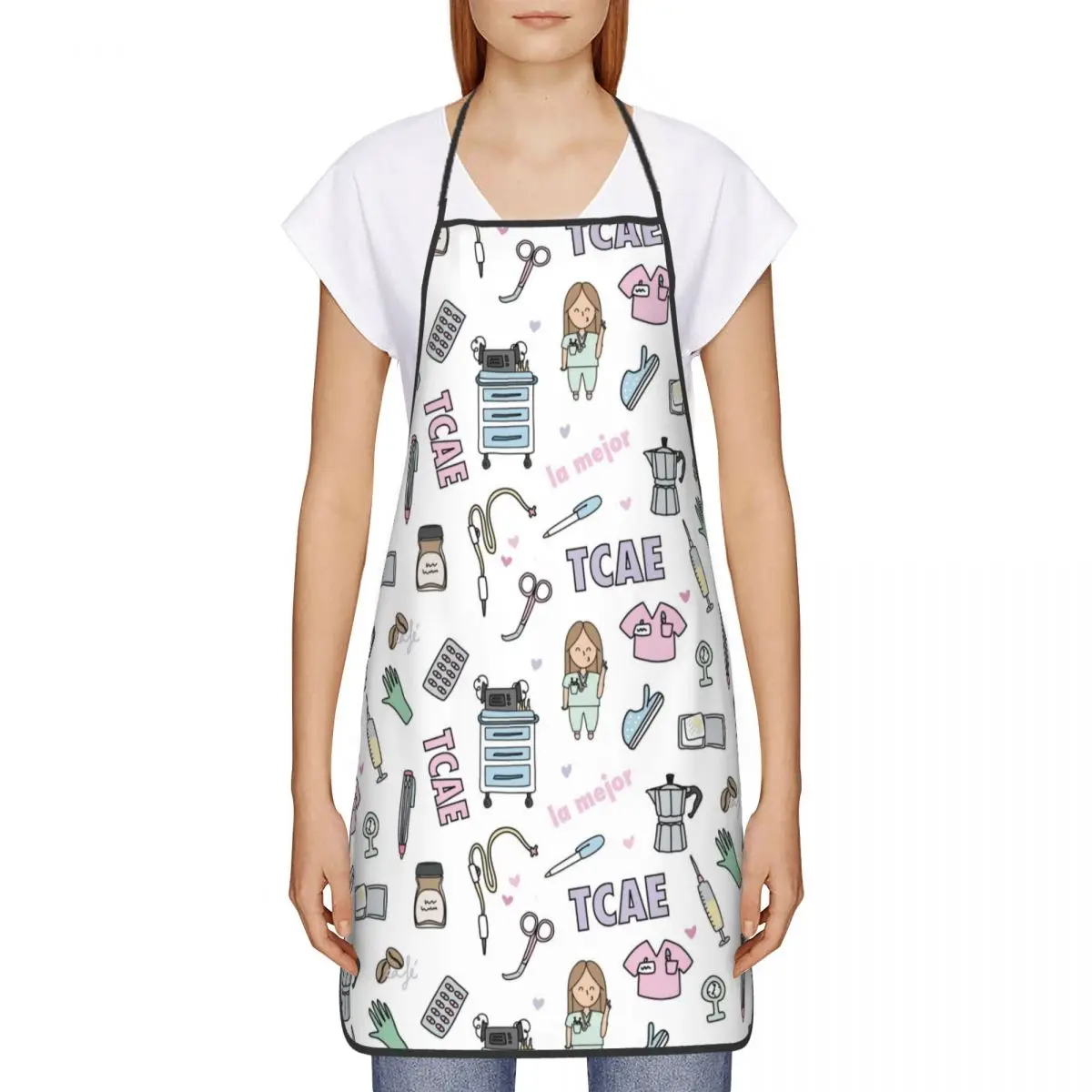 Unisex Cartoon Doctor Nurse Enfermera En Apuros Kitchen Chef Cooking Baking Apron Women Men Tablier Cuisine for Painting