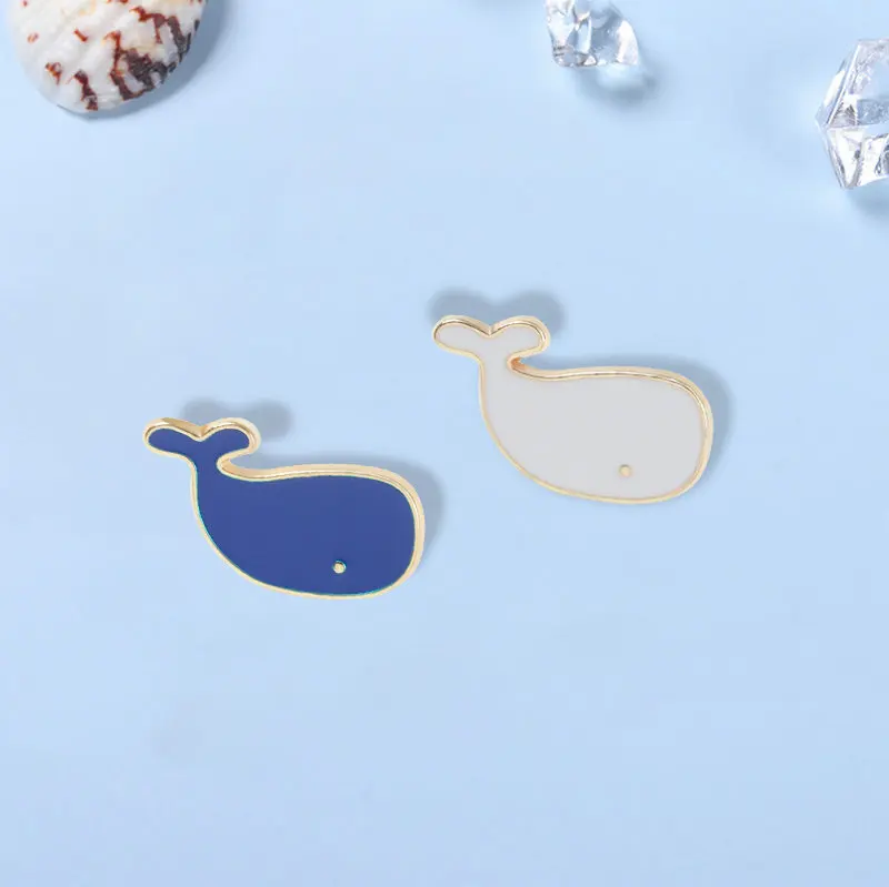 Dolphin Enamel Pins Custom Blue White Pink Lovely Sea Animals Brooches Bag Hat Lapel Pin Badge Men Women Jewelry Gift for Child