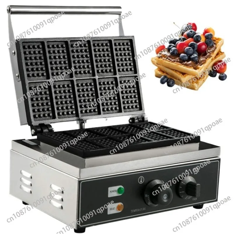 Commercial Electric Waffle Maker for Temperature and Time Control 110V 220V Nonstick Square Belgian Waffle Machine for Home
