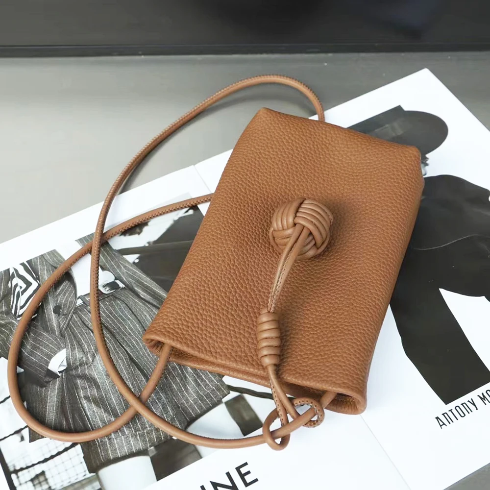 Echt leder kleine Frauen Umhängetasche benutzer definierte Initialen hand gewebte Ball Telefon Schulter tasche personalisieren Name Dame Mini Beutel Geldbörse – Detail 19