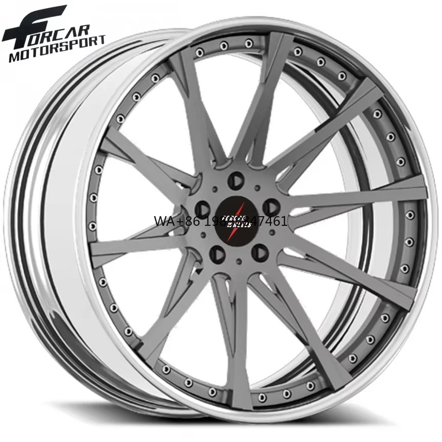 

Two-Piece Design Light Gray Barrel and Polished Spoke Popular Design 16-24 Inch Alloy Forged Wheels Rims for Car Modification