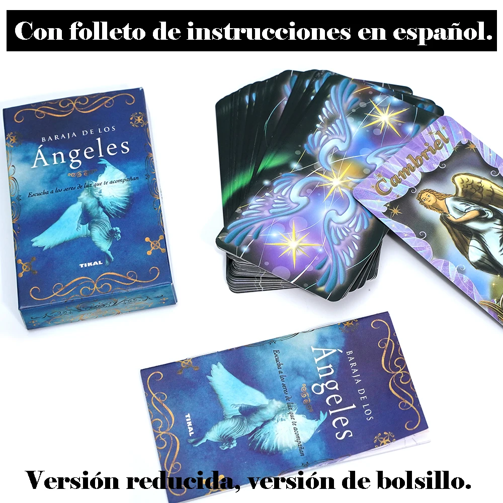 Cartas de Tarot español, baraja de oráculo de Ángel, juego de cartas espirituales de español, guía divina, mensajes angelicales, tamaño de bolsillo inspirador