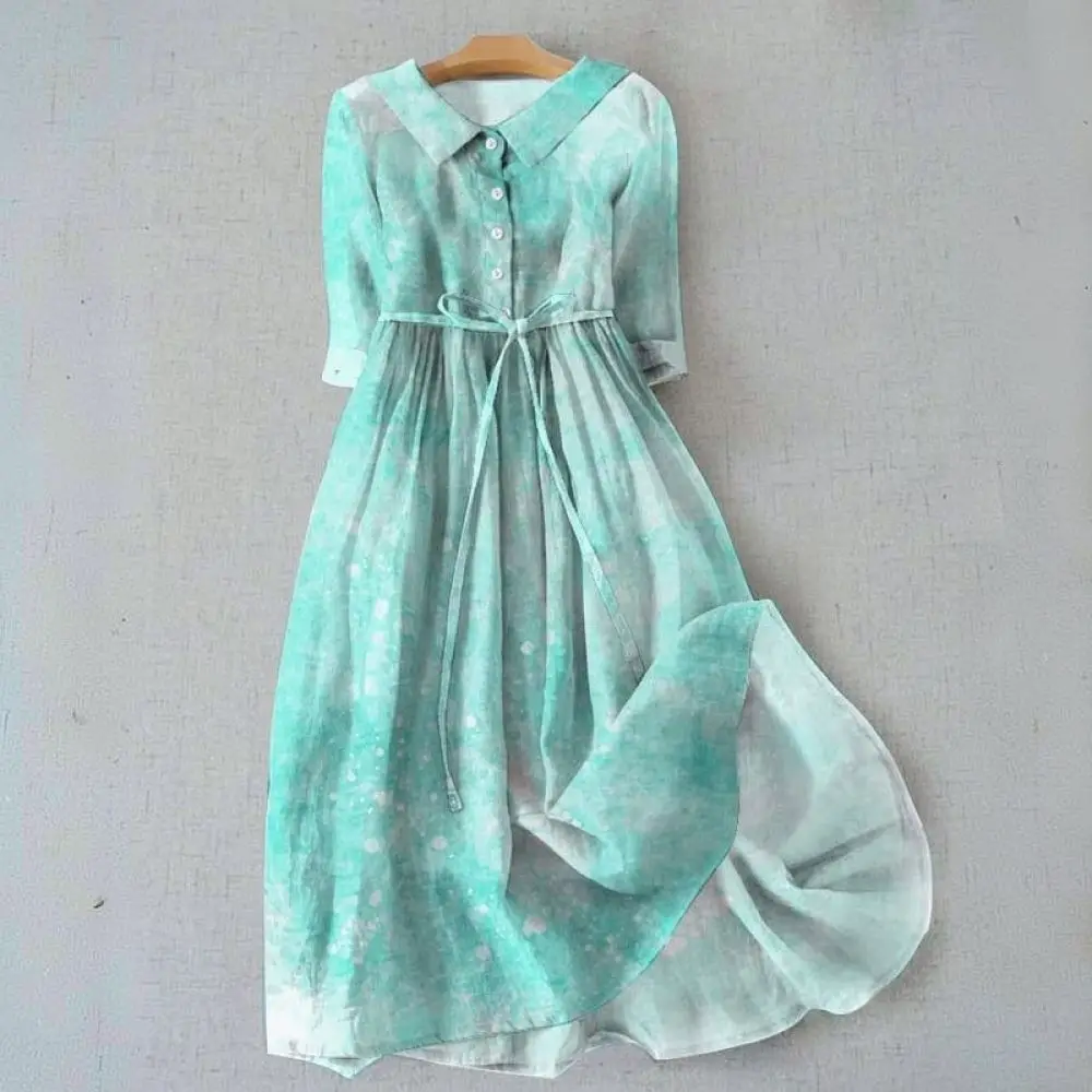 Bohemian Floral Shirt Dress Women Summer Casual Beach Maxi Dresses Loose Fit Vintage Button Down Holiday Sundress Elegant