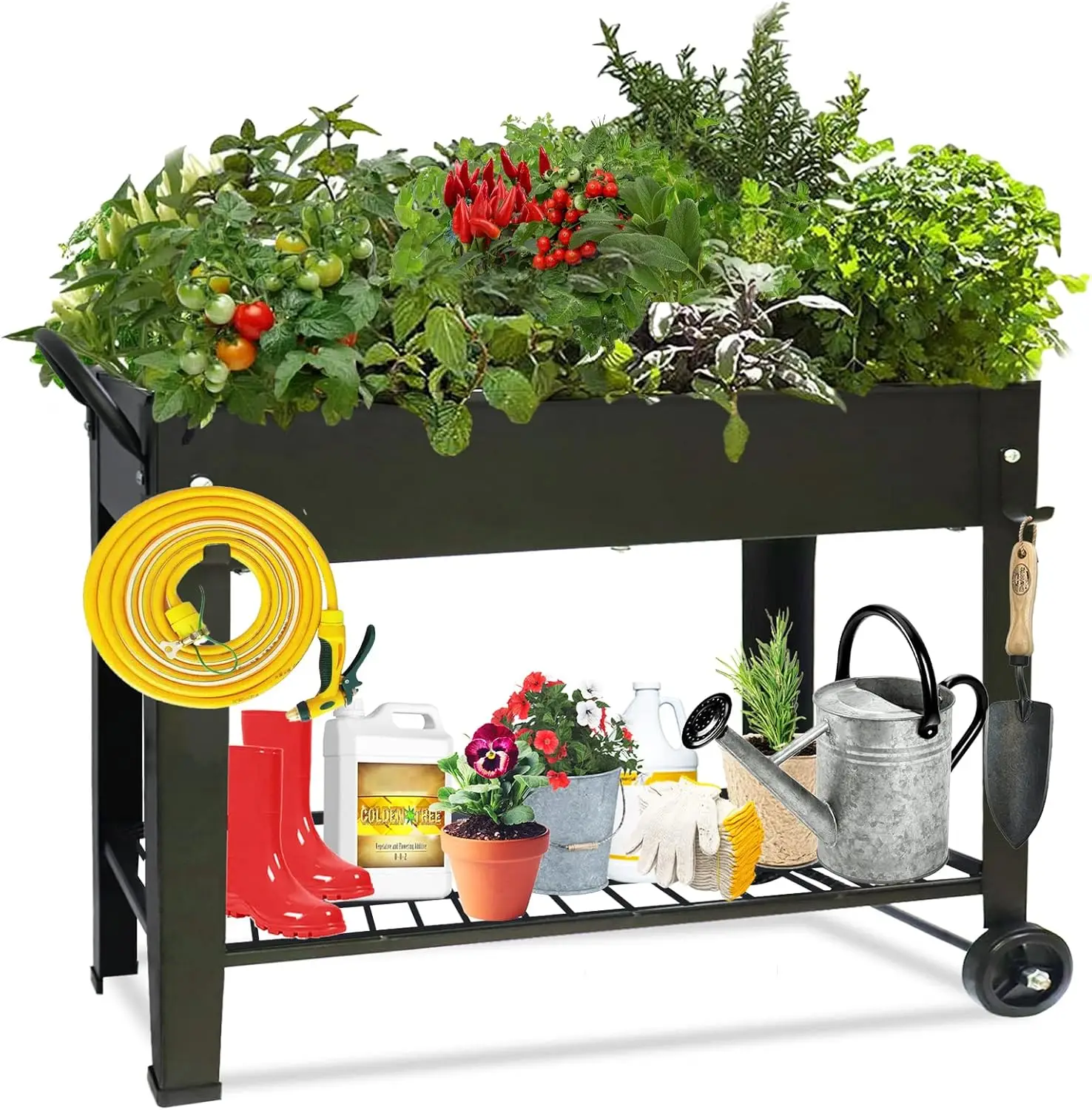 

40" l 11" w 5" h Metal Planter Box with Legs for Plants, Vegetables, Flowers, Herbs